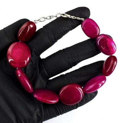 Sehr attraktiv rosa Rubin 218,00 kt Perlen bestes schillerndes Armband RK 56 E713