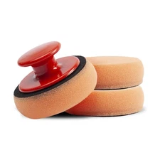 3pcs Polishing Tool Buffing Sponge Pads Waxing Pad with Handle Orange 