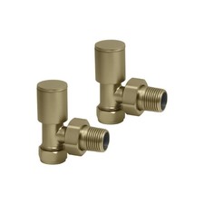 Manual Radiator Valve Round Angled - 15mm x R 1/2" - Brushed Brass
