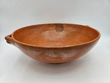 Early Jugtown Ware Serving Bowl Vintage NC Seagrove Pottery Orange Leaded Glaze