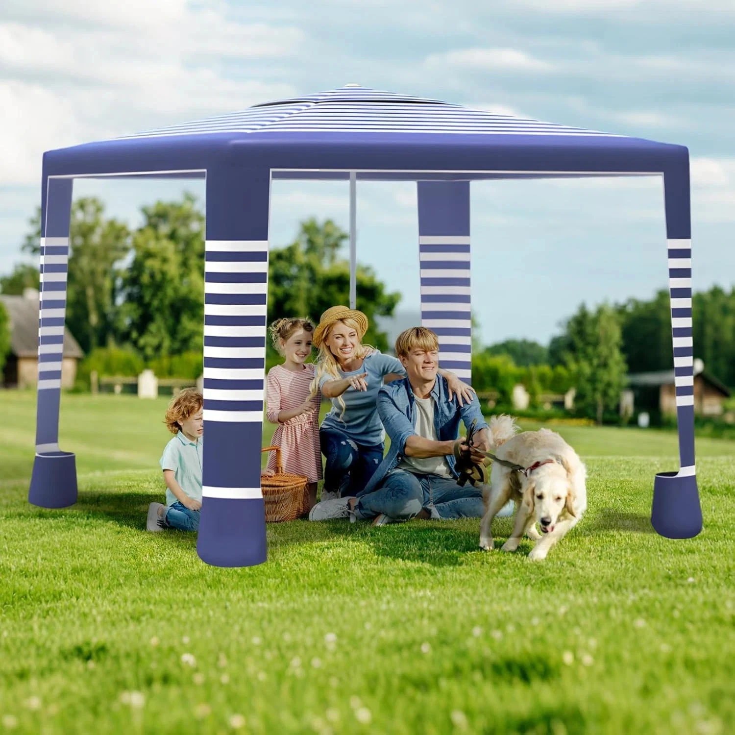 Beach Tent 8'×8' Large Canopy for 4-6 People, Easy Setup Sun Shelter with UPF 50