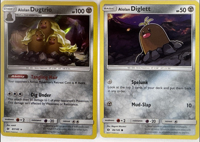 Alolan Diglett 86/149 + Alolan Dugtrio 87/149 - Evolution Set - Sun & Moon -NM/M