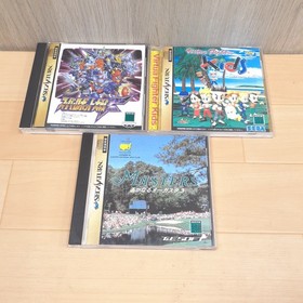 Sega Saturn console white bundle with 5 Games & 2 controllers Japan VF2 C.Nights