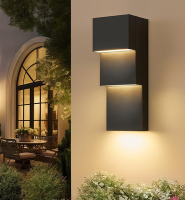 30W Modern LED Outdoor Wall Sconce - Black Exterior Light, Warm White 3000K