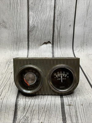 #ad Vintage Under Dash Gauge Cluster RAC Oil Pressure amp; Niehoff Amperes $41.00