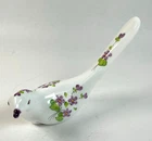 Fenton Happiness Bird Long Tailed Bird w/ Violets In Snow Signed B. Cumberledge