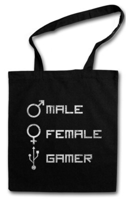 MALE FEMALE GAMER STOFFTASCHE Fun Gamer Gaming Symbol computer scientist