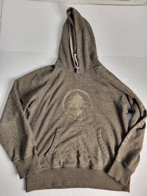 Roots Canada Hooded Sweater Mens Sz Medium Hoodie Pockets Brown Gray
