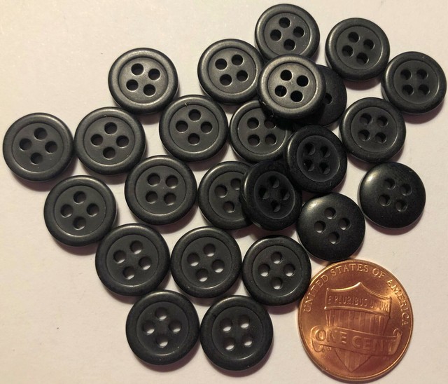 24 Small Black Plastic Sewthrough Buttons 7/16" 11mm 10285 eBay