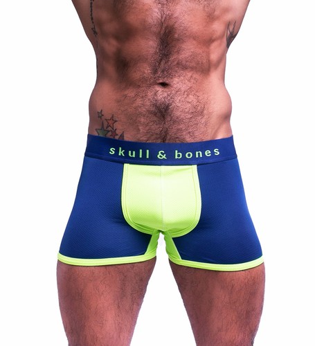 SKULL & BONES Sport Mesh Boxer Trunk Double Fabric Layer Gusset Neon Navy 1 - Bild 2 von 5