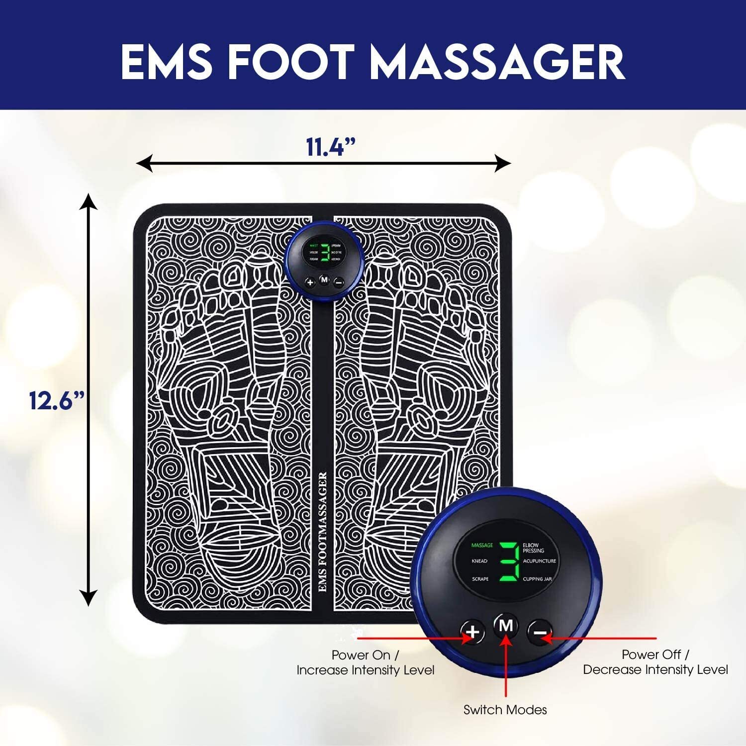 Foot Massager Carpet with Remote 8 Modes EMS Folding Portable Foot