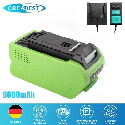 CREABEST Batería/cargador 40V 6.0Ah Li-ion para Greenworks G-MAX 40V 29462 29472 20302 20672
