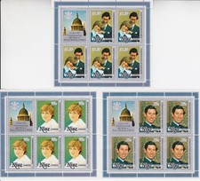1982 Royal Wedding Charles & Diana MNH Stamp Sheetlets Niue Opt William Birth