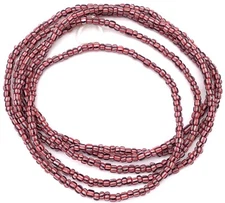 Ghana Black/maroon multi stripes waist seed Beads Glass African Trade Beads