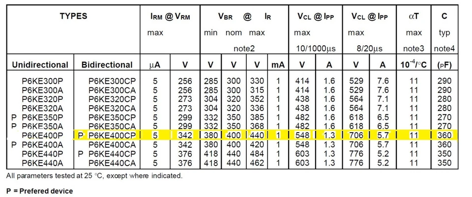 P6KE400CP | TRANSIL DIODE BIDIRECTIONAL | TVS | 600W | 400V | CB417 | 2/5/10 pcs - Image 3 of 4