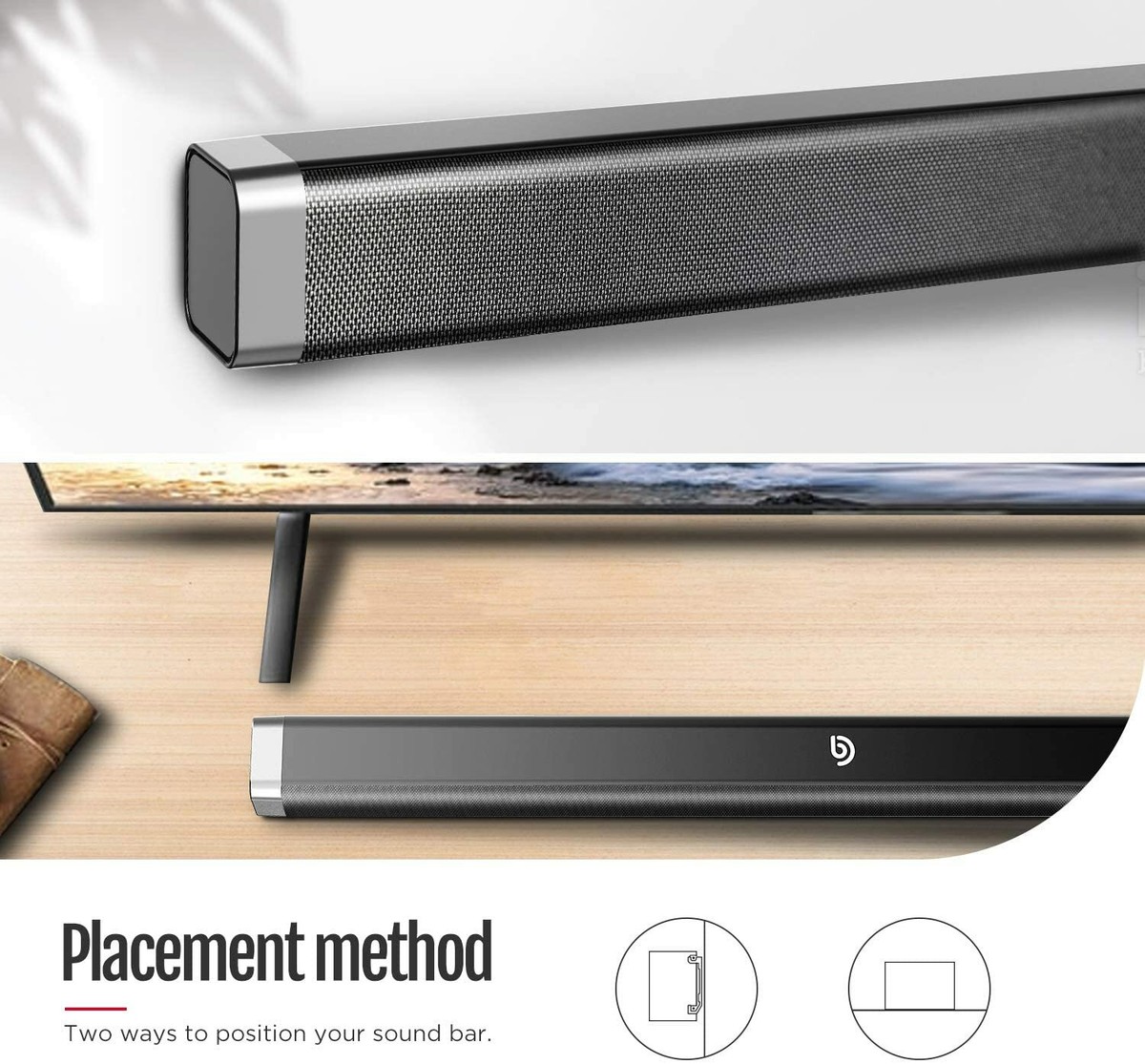 ODINE I サウンドバー Bomaker 37 Inch 2.0 TV Built-in Subwoofer 3D Soundbar