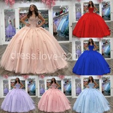 Sweet 15 16 Quinceanera Dresses 3D Flowers Off The Shoulder Prom Ball Gowns