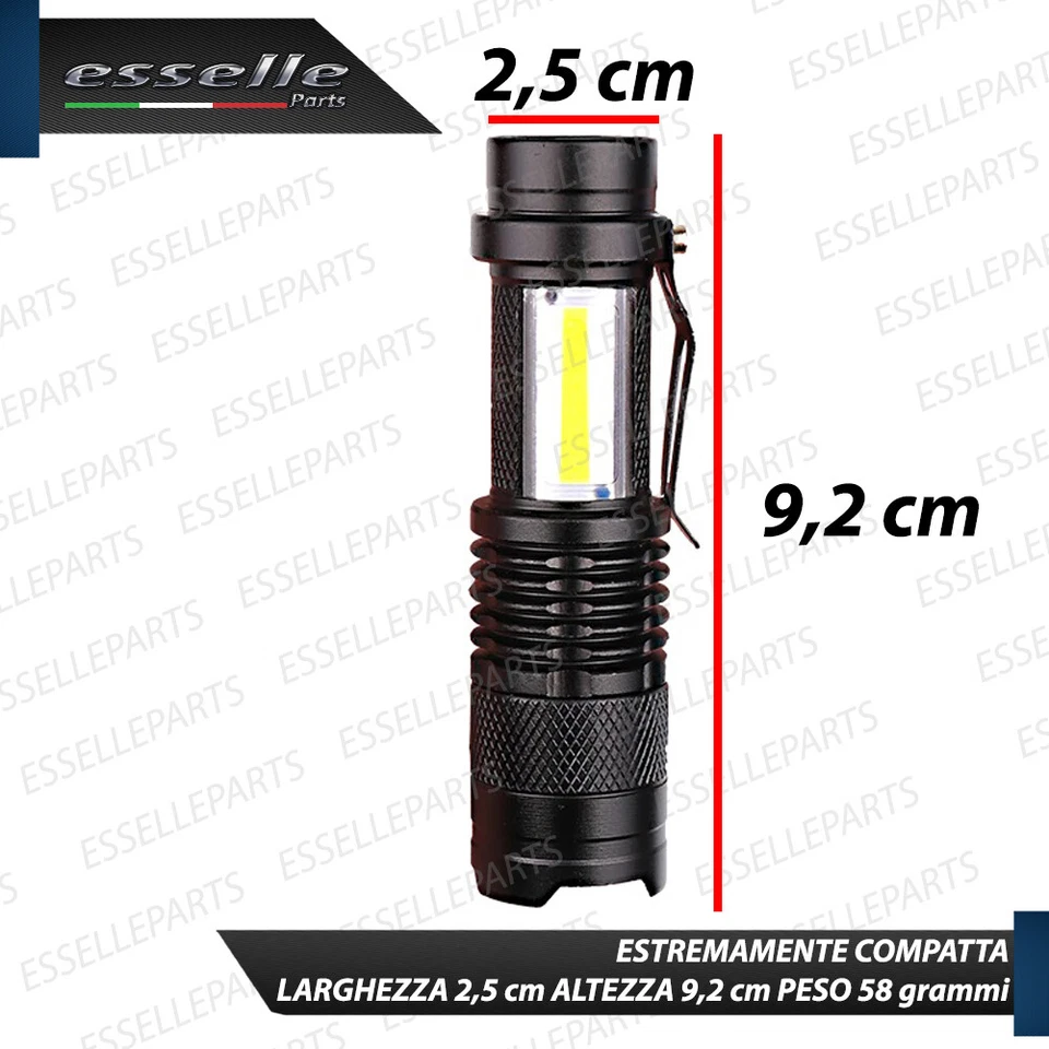 MINI TORCIA LED PORTAOGGETTI PER LEXUS ES RICARICABILE USB DOPPIO LED CREE COB - Immagine 4 di 4