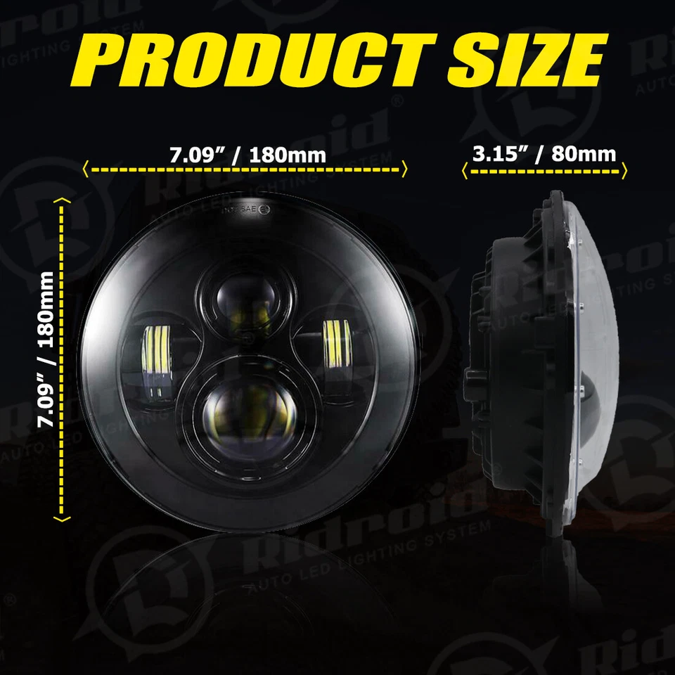 Faro LED de 7" + luces antiniebla de paso de 4,5" para Harley-Davidson Touring Road King Foto 2 de 4