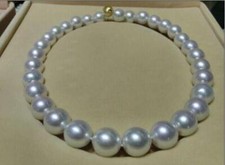 Huge18"12-14mm Natural SouthSea Genuine White Round Pearl Necklace Women Jewelry