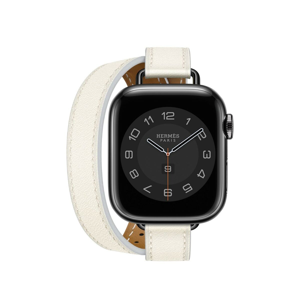 NEW-Apple Watch Series 7 Hermès - 41mm White Leather Attelage Double Tour