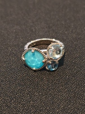 Authentischer Tacori 18K925 Ring - Größe 6,25 - Fliederblüten Blautopas & Türkis