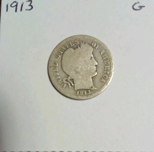1913 Barber Dime - Good 90% Silver - Free Shipping