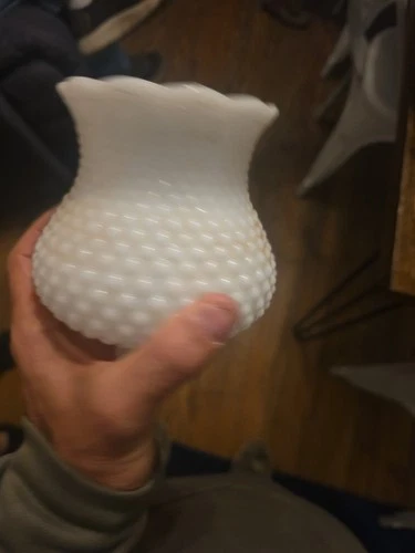 White Milk Glass Hobnail Hurricane Chimney Oil Lamp Shade 1.5” Base 5” Tall