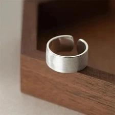Wide Cuff Ring Simple Stainless Steel Adjustable Open Vintage Women Jewelry