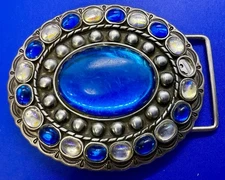 Gorgeous Centered Cabochon Center Border Belt Buckle Missing Stones