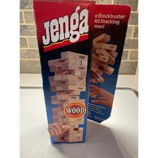 Vintage Jenga Milton Bradley 4793 Wood Stacking Game 54 Hardwood Blocks USA
