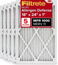 5 PACK OPEN BOX Filtrete 18x24x1 AC Furnace Air Filter MERV 11, MPR 1000 Filters
