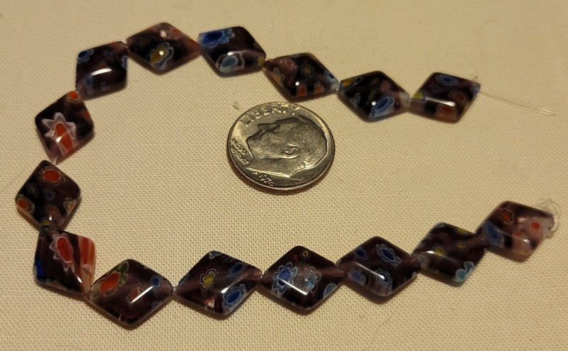 L826 113x10mm millefiore glass diamond beads. will combine to save on shipping 