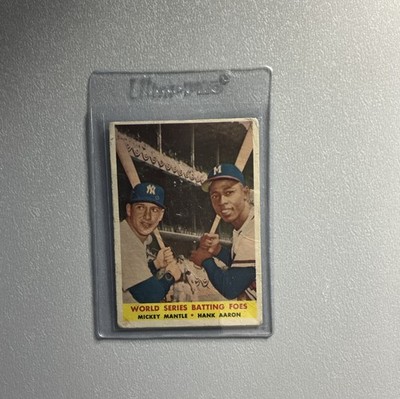 1958 Topps - World Series Batting Foes Mickey Mantle Hank Aaron #418