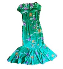 Paradise Hawaii Green Floral Maxi Dress Lightweight Zip Up Size 6