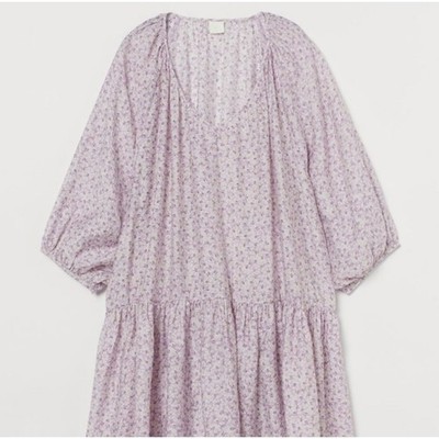 H&M Women Plus Size 2XL Floral Print V Neck Tiered Mini Dress