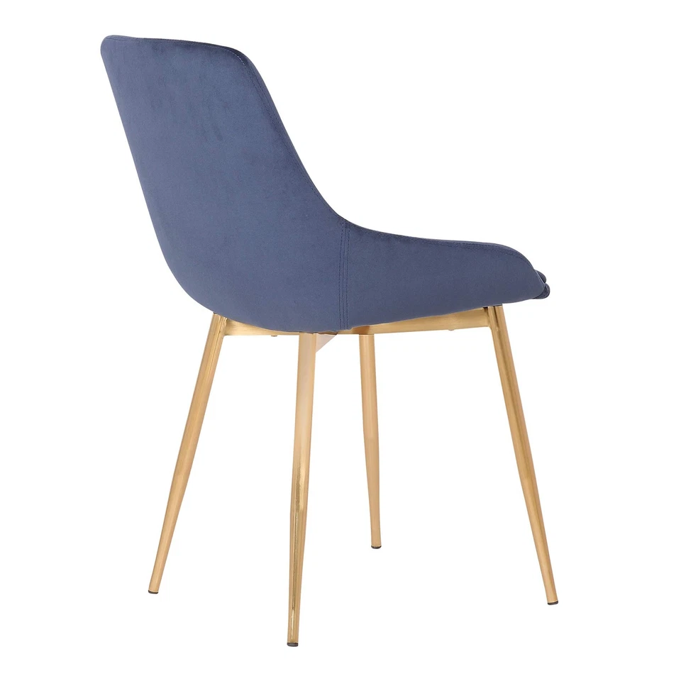 Silla de comedor de tela contemporánea Heidi, 18,5" de altura, azul Foto 2 de 4