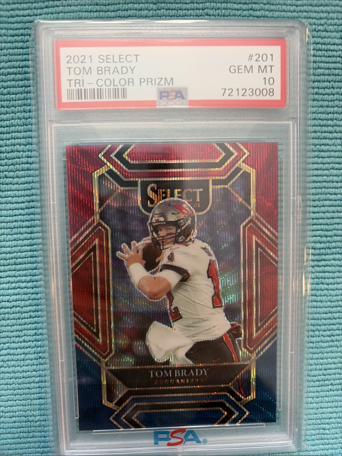 2021 Tom Brady Select Club Level Tri-Color /149 (#201) PSA 10 Pop 15