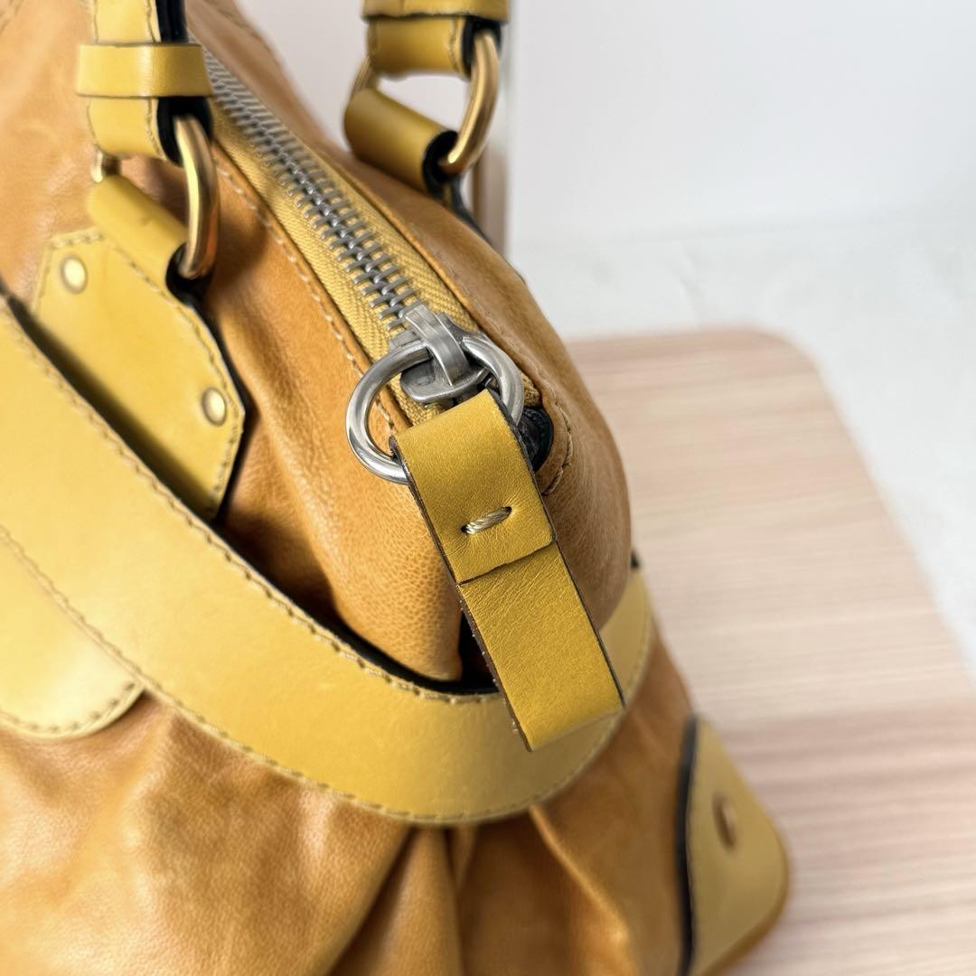 Chloe Kerala Tote Bag Leather Vintage Yellow Orange Women's