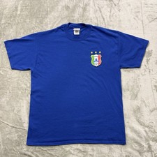 VTG 2006 Germany World Cup Italy Soccer Shirt L Large Blue Retro Crest Tee