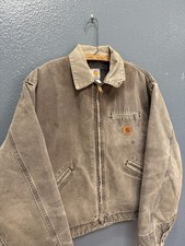 Vintage Carhartt J97CHT Faded Chocolate Brown Blanket Lined Detroit Jacket Large