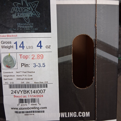 Storm PhysiX Blackout 1ST QUALITY bowling ball 14 lb NEW IN BOX