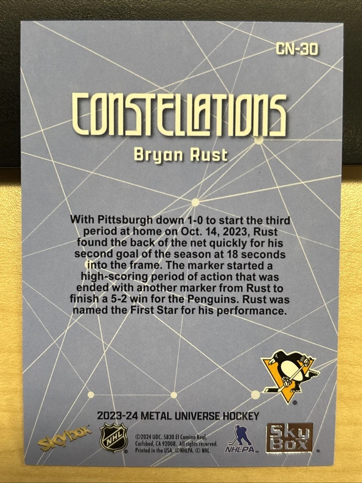 2023-24 23/24 Metal Universe Constellations CN-30 Bryan Rust Pittsburgh Penguins - Image 2 of 2