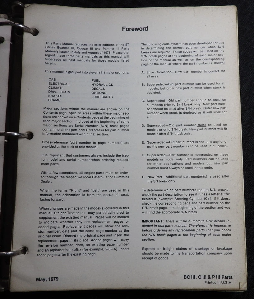 1976-1984 STEIGER ST 220 250 251 270 310 320 325 350 TRACTOR PART CATALOG MANUAL - Image 3 of 4