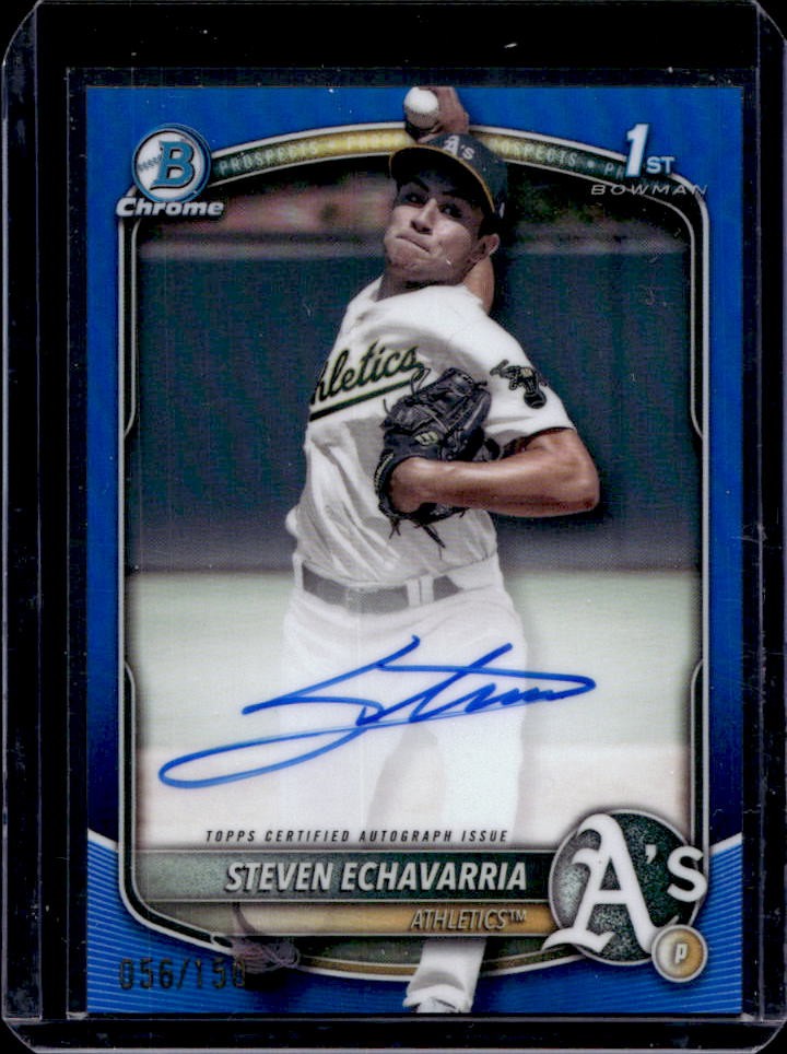 2025 Bowman Steven Echavarria Chrome Auto Blue Refractor 1st #56/150