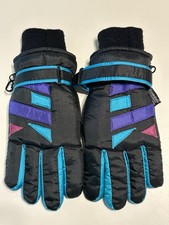 Vintage Thinsulate Gloves Ski Winter Snow Unisex Retro Black Blue