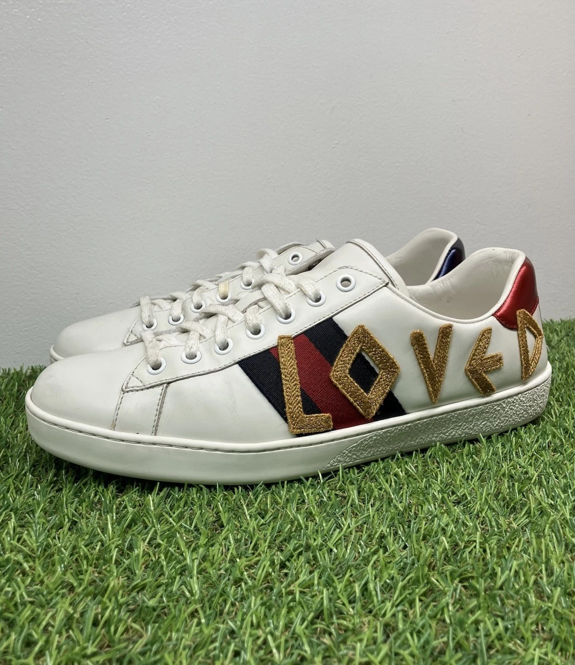 Taille 8 G (8,5 US)   Gucci Ace Cuir Gucci « Loved »   EXCELLENT ÉTAT !
