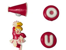 Vintage Womens Set of 4 OU Cheerleader Button Covers