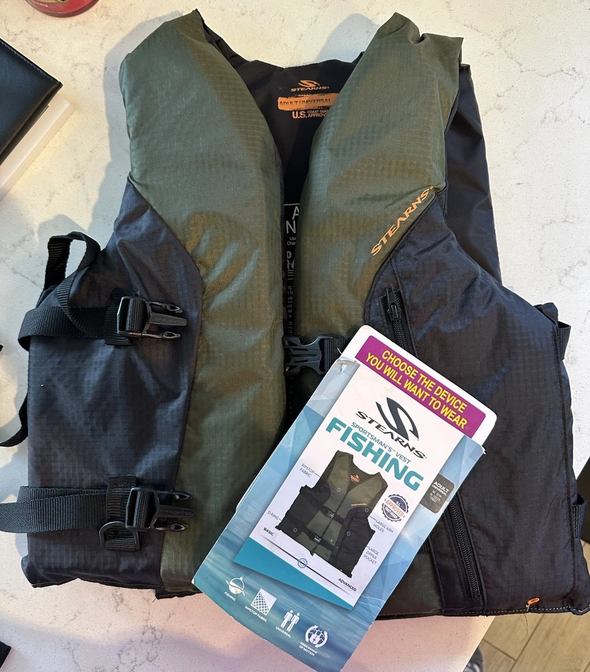 Stearns Sportsmans Live Vest PFD 30-52" NEW Fishing Adult Universal Large