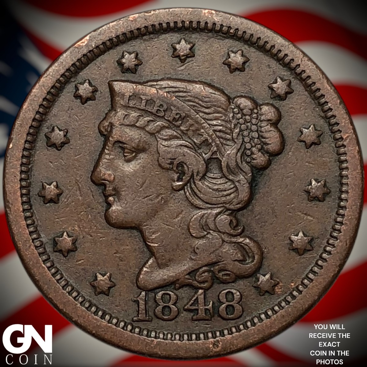 1848 Braided Hair Large Cent Z1122 | eBay